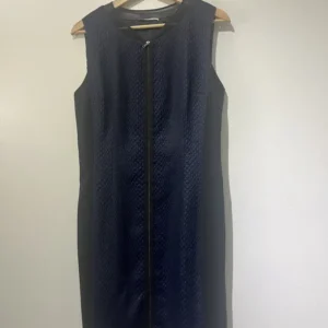 Tahari Sleveless Cocktail Black and Dark Blue Dress, Size 8